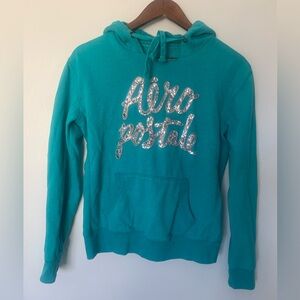 Aeropostale Women's Turquoise Hoodie